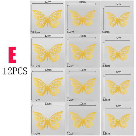 12Pcs Fashion 3D Hollow Butterfly Creative Wall Sticker For DIY Wall Stickers Modern Wall Art Home Decorations