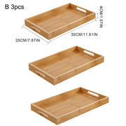 Wide Bamboo Organizer Tray Storage Bin with Handles for Cutlery Serving Spoons Cooking Utensils Teapot Teacup