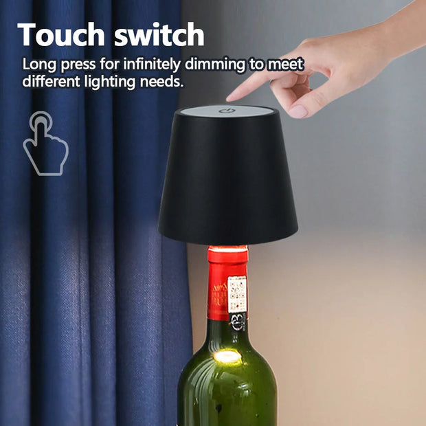 Wine Bottle Lamp LED Table Lamp Atmosphere Night Light 3 Color Stepless Dimming Rechargeable Touch Control Wine Bottle Lamp