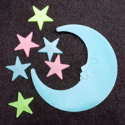 7pcs 12cm Moon and 3.5cm Stars Luminous Little Moon Wall Sticker with Stars Decoration 3D Fluorescent Star Patch