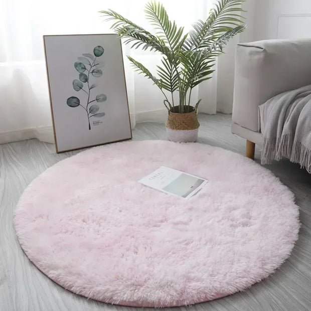 40cm Anti-Slip Fluffy Rugs Large Shaggy Rug Super Soft Mat Living Room Bedroom Carpet Aesthetic Bedroom Round Carpet Decoration