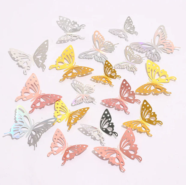 12 Pcs/Set 3D Wall Stickers Hollow Butterfly for Kids Rooms Home Wall Decor DIY Mariposas Fridge stickers Room Decoration