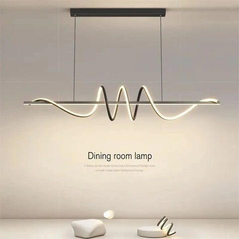 Modern Dining Table Pendant Lights Minimalist Dining Room Chandelier Home Lighting Living Room Decoration Bar Linear Wavy Lamp