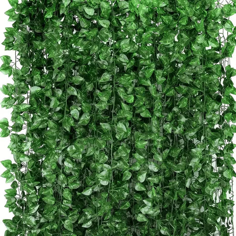 50/2M Artificial Green Ivy Vine Garland Fake Leaf Plants Rattan Hanging Creeper Garlands for Garden Wedding Party Wall Decor