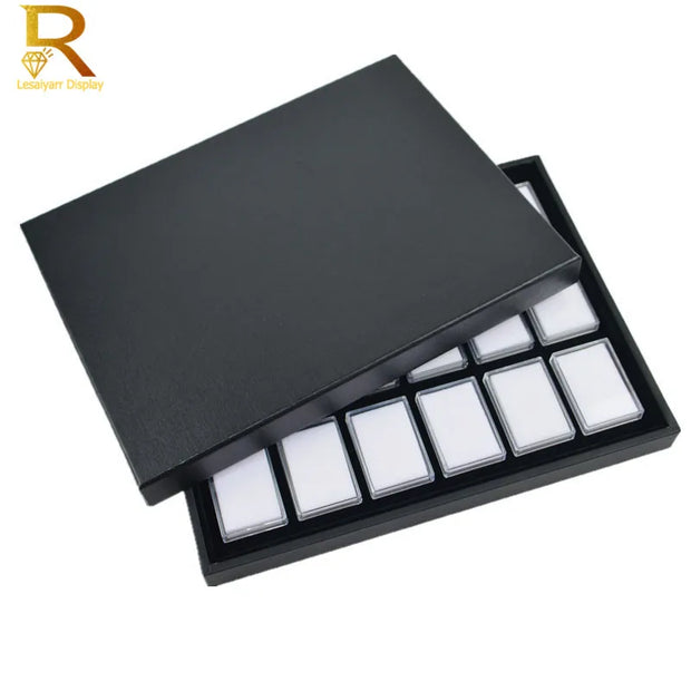 18Pcs Rectangle Loose Diamond Display Box Novel Pendant Gemstone Jewelry Storage Tray Gem Diamond Carrying Case Travel Organizer