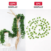 Artificial Plant 2.1M Green Ivy Leaf Wreath Silk Wall DIY Hanging Vine Family Garden Decoration Wedding Party Fake Wreath Leaves