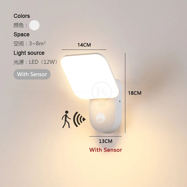 LED Wall Light Outdoor Waterproof Led Light PIR Sensor Outdoor Wall Lamps for Balcony Garden Hotel Aluminum Lighting