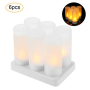 6/12Pcs LED Rechargeable Flameless Tea Light Candle USB Charge Candle with Plastic Cup for Valentine Day Weddings Decor