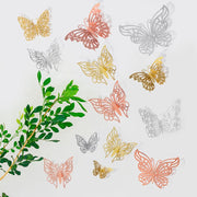 12pcs Butterfly Sticker 3D Hollow Butterflies Fridge Wall Stickers Gold Silver for Wedding Birthday Wall Decal Kids Rooms