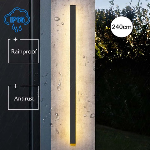 Outdoor IP65 waterproof Long strip lamp, simple LED wall light suitable for courtyard, villa, gate, garden outdoor decoration