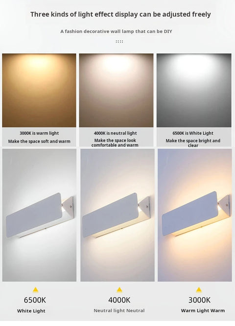 Indoor LED Wall Lamp Adjustable Angle Aluminum Alloy Wall Light Home Living Room Bedroom Vanity Mirror Bedside Lights