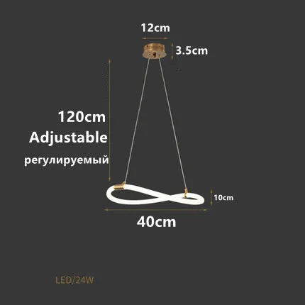 Nordic Hose Led Pendant Lights Dimmable Gold Minimalist Decor for Over The Table Kitchen Dining Room Bar Hanging Lamp Lusters