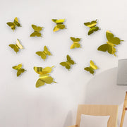 12Pcs/set Mirror Wall Stickers 3D Butterfly Wall Decal Art for Kids Room Home Wall Decoration Fridge Sticker Wedding Party