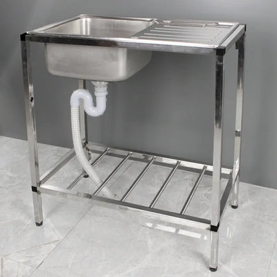 Luxury Fabricated Outdoor Free Standing 100% Whole Body Stainless Steel 304 Kitchen Sink Wash Basin and Platform with Bracket