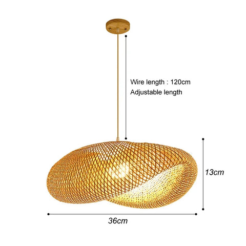 Bamboo Hanging Lamp Pendant Ceiling Light Rattan Wicker Lustre Hand Knit Braiding Suspended Home Dining люстра потолочная