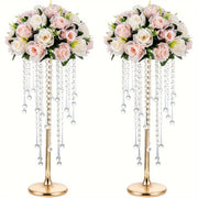 2-piece Acrylic Hanging Bead Flower Stand, Electroplated Flower Stand, Wedding Road Lead, Home Decoration, Party Decoration