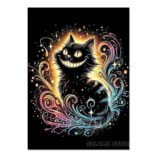 Disney Alice in Wonderland Diamond Painting Cheshire Cat Cartoon Cross Stitch Mosaic Kit Full Round/Square Drills DIY Art Decor