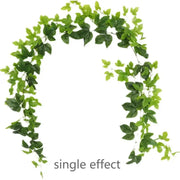 Artificial Plant 2.1M Green Ivy Leaf Wreath Silk Wall DIY Hanging Vine Family Garden Decoration Wedding Party Fake Wreath Leaves