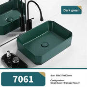 Nordic Tabletop Basin Sink Fashion Single Basin Minimalist and Modern Bathroom Ceramic Basin Household Washbasin 500*370*130mm