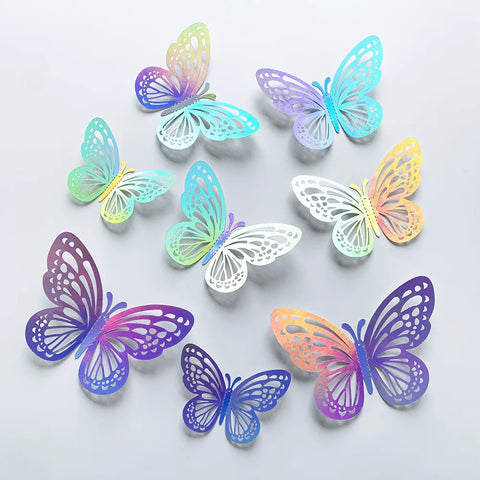 12Pcs Fashion 3D Hollow Butterfly Creative Wall Sticker For DIY Wall Stickers Modern Wall Art Home Decorations DIY Gift