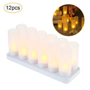 6/12Pcs LED Rechargeable Flameless Tea Light Candle USB Charge Candle with Plastic Cup for Valentine Day Weddings Decor