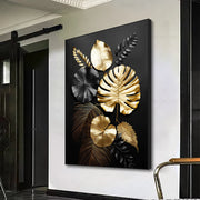 Luxury Black Golden Plant Leaf Canvas Poster Print Modern Home Abstract Wall Art Painting Living Room Decor Gift