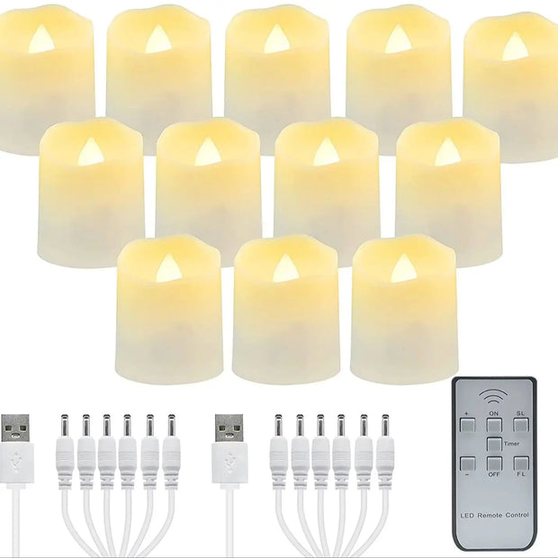 Candle Light Rechargeable Candles Timer Remote LED Tea Light Flameless For Wedding Room Garden Holiday Lighting Home Decoration