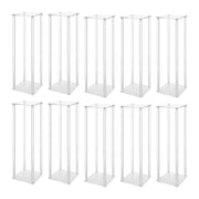 10Pcs Acrylic Vase Wedding Flower Stands Set 23.6"H Clear Column Rack Geometric Display Stand for Home Party Wedding Decor