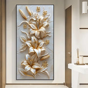 Vintage White Flower Canvas Painting Retro Magnolia Flower Wall Arts Lily Floral Posters Prints Home Porch Wall Decor No Frame