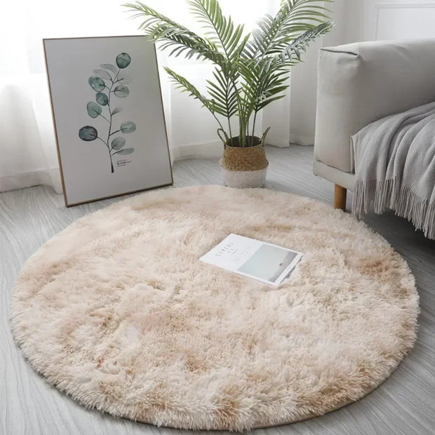 40cm Anti-Slip Fluffy Rugs Large Shaggy Rug Super Soft Mat Living Room Bedroom Carpet Aesthetic Bedroom Round Carpet Decoration