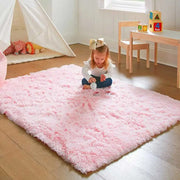 Pink Bedroom Carpet For Children's Room Cute Girls Floor Soft Mat Living Room Decoration White Fluffy Large Kids Bedside Rugs