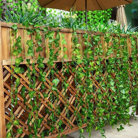 100/2M Artificial Plant Green Ivy Leaf Garland Creeper Hanging Vine Home Outdoor Garden Decoration Wedding Party DIY Fake Leaves