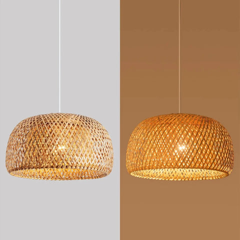 Bamboo Lantern Pendant Lamp Natural Rattan Wicker E27 Chandeliers Hand-Woven Bamboo Lampshades Lighting Fixtures Hanging Light