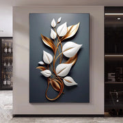 Wabi-Sabi-Nordic Light Painting, Luxury Flower Leaf Wall Art, Canvas Painting, Living Room, Home Decor