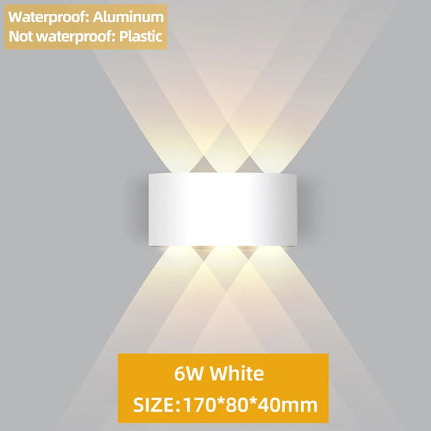 Up and Down LED Wall Lamp Waterproof IP65 Aluminium Interior Wall Light For Bedroom Living Room Corridor Indoor Outdoor Lighting