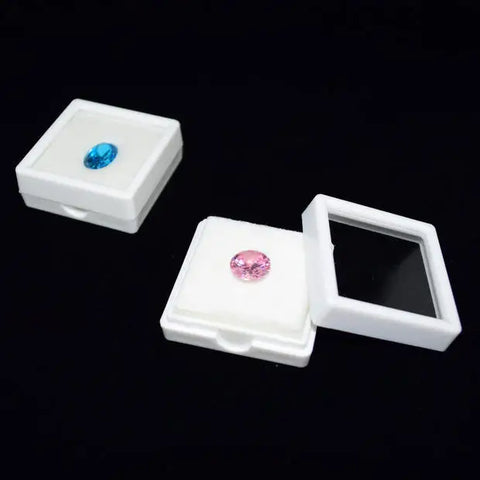 8PCS/Lot Diamond Gemstone Storage Collection Display Box Top Glass Beads Organizer Show Case Square Gems Holder Container