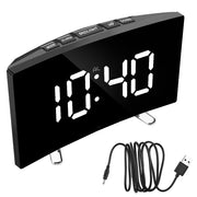 LED Screen Curved Dimmable Mirror Clock Home Decors For Kids Bedroom Large Number Table Clock Digital Alarm Clock 7 Inch