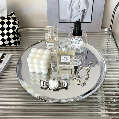 Mirror Silver Tray Stainless Steel High Sense Desktop Storage  Cosmetics Jewelry Sundry Key  Box Decorative