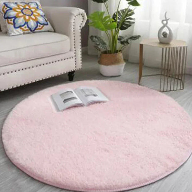 40cm Anti-Slip Fluffy Rugs Large Shaggy Rug Super Soft Mat Living Room Bedroom Carpet Aesthetic Bedroom Round Carpet Decoration