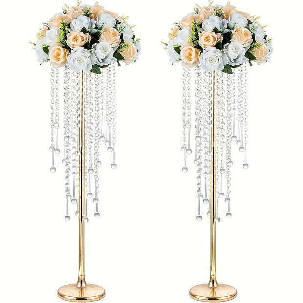 2-piece Acrylic Hanging Bead Flower Stand, Electroplated Flower Stand, Wedding Road Lead, Home Decoration, Party Decoration