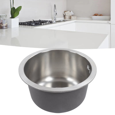 Mini Round Kitchen Sink Stainless Steel Bar Round Basin with Drainpipe Fitting 30cm Diameter