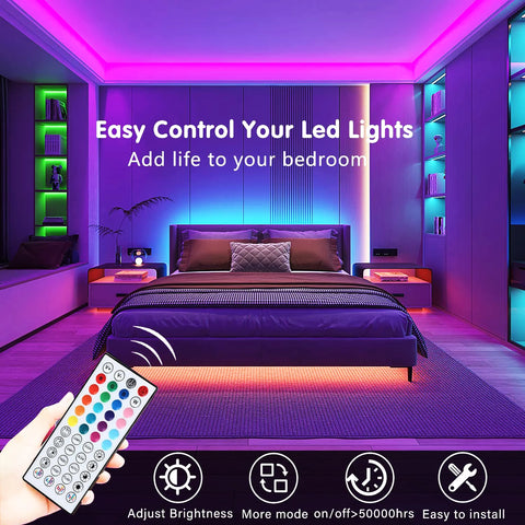 Led Strip Lights 10m 20m 30m 40m Music Sync RGB Tape Led Lights Room Decor Flexible Ribbon for Home Room Bedroom Decoration