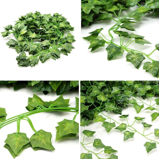 12PCS 2M Artificial Ivy Vine Plants Leaf Garland Decor Wall Hanging Silk Leaves Vines Creeper for Home Garden Wedding Decoration