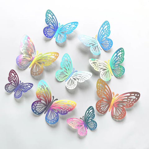 12Pcs Fashion 3D Hollow Butterfly Creative Wall Sticker For DIY Wall Stickers Modern Wall Art Home Decorations DIY Gift