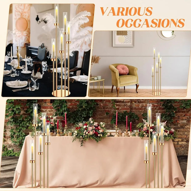 Candelabra 5 Arm 42.5'' Tall Gold Candle Holder, Candelabra Centerpieces for Tables, Metal Candlestick