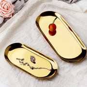 Korean Style Stainless Steel Storage Tray Dessert Plate Nut Fruit Cake Tray Tea Tray Desktop Cosmetic Jewelry Tray