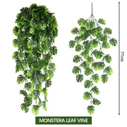 Artificial Monstera Leaf Vines Green Hanging Plants Garland for Wall Decor Home Garden Wedding Party Decoration Fake Plant Vine