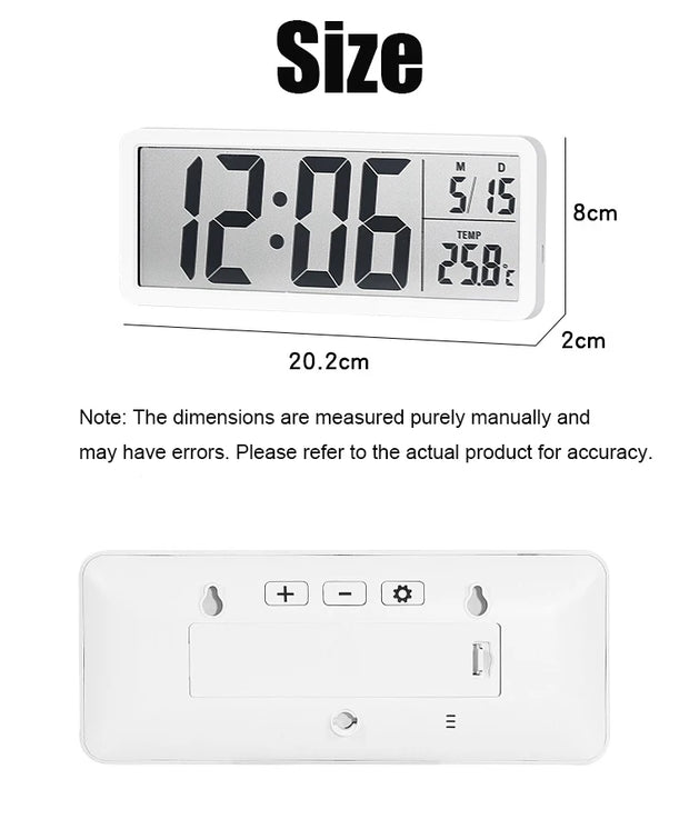 LCD Screen Digital Wall Clock Time Week and Temperature Display Electronic Clock Modern Desktop Alarm Clock Bedroom Home Decor