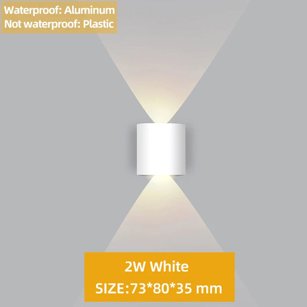 Up and Down LED Wall Lamp Waterproof IP65 Aluminium Interior Wall Light For Bedroom Living Room Corridor Indoor Outdoor Lighting