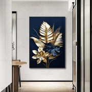 Luxury Black Golden Plant Leaf Canvas Poster Print Modern Home Abstract Wall Art Painting Living Room Decor Gift